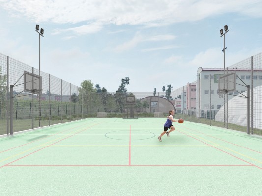 V areálu sportoviště U Červených domků vzniká nové multifunkční hřiště