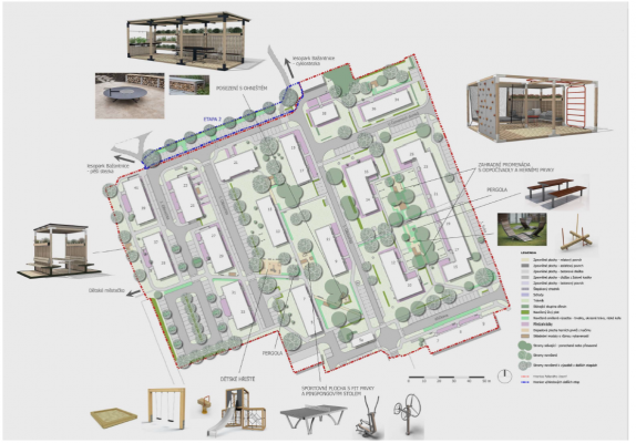 Obnova veřejného prostranství lokality I. Olbrachta a J. Suka v Hodoníně
