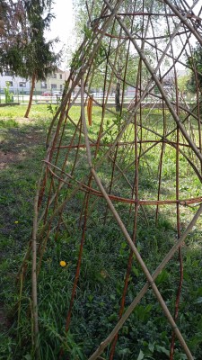 Vegetační úpravy - oddechová zahrada, vrbová stavba