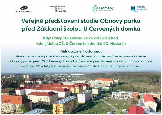 Veřejné představení studie Obnovy parku před Základní školou U Červených domků
