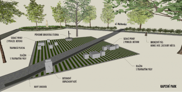 popis prvků v parku dle projektové dokumentace